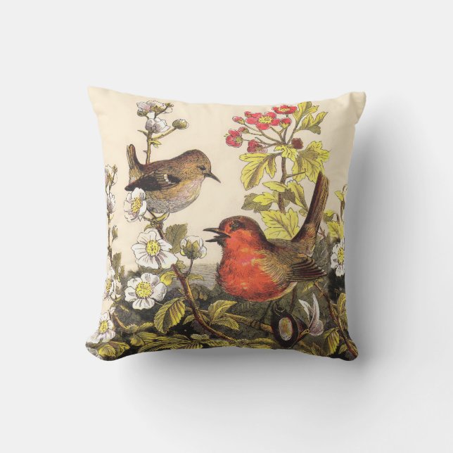 Cojín Decorativo Primavera Robin Birds Red Birds (Anverso)
