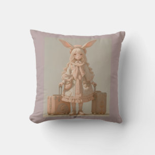 Cojín Decorativo Primavera victoriana, Chica de conejos