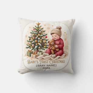 Cojín Decorativo Primer adorno personalizado de Navidad para bebé