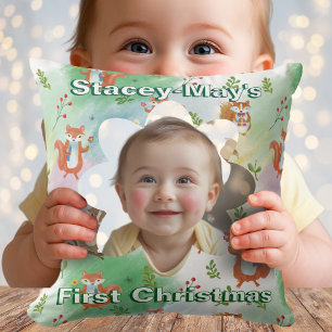 Cojín Decorativo Primer bebé de Navidad Pillow Woodland Animal