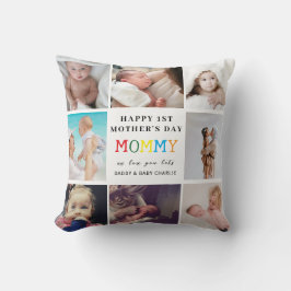 Cojín Decorativo Primer Collage de fotos del Día de la Madre