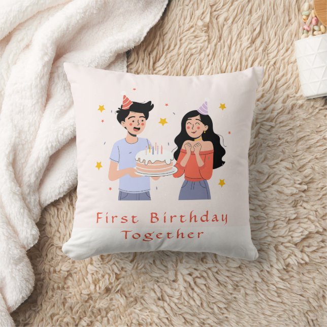 Cojín Decorativo Primer cumpleaños juntos (Manta)
