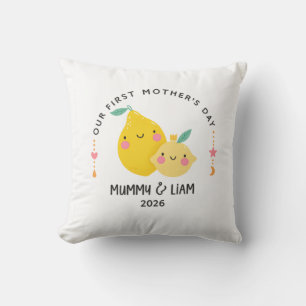 Cojín Decorativo Primer Día de la Madre 2026 Lindo Limón Mamá y Beb