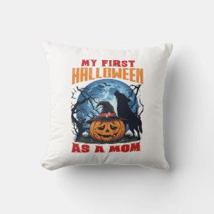 Cojín Decorativo Primer Halloween como mamá Pumpkin Wolf Moon_1