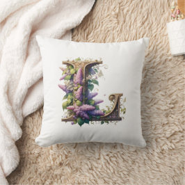 Cojín Decorativo Primer "L" - Elegante Diseño Floral Lilac
