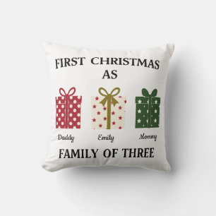 Cojín Decorativo Primer Navidad como Familia de Tres Regalo