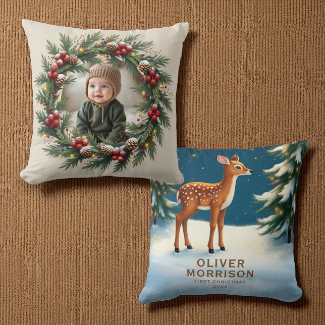 Cojín Decorativo Primer Navidad Personalizada Bosque Bebé Ciervo  (Subido por el creador)