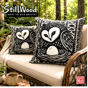 Cojín Decorativo PRIMER PICO • StillWood • Lechuza de Granero