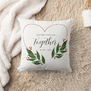 Cojín Decorativo Primer regalo de Navidad juntos para pareja