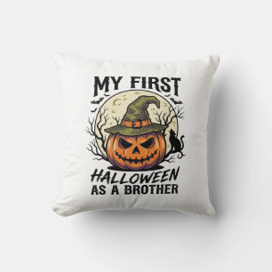 Cojín Decorativo Primera camiseta de luna de calabaza vintage de he