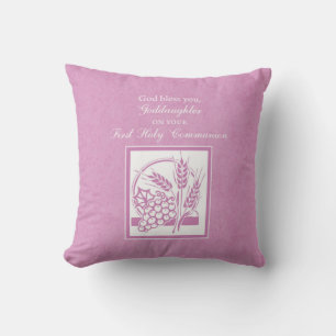 Cojín Decorativo Primera Comunión de la ahijada, Rosa