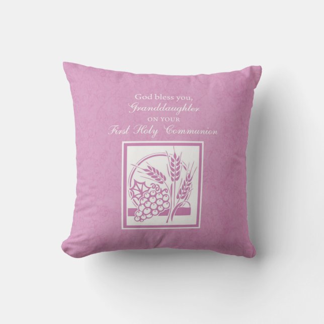 Cojín Decorativo Primera Comunión de la nieta, Rosa (Anverso)