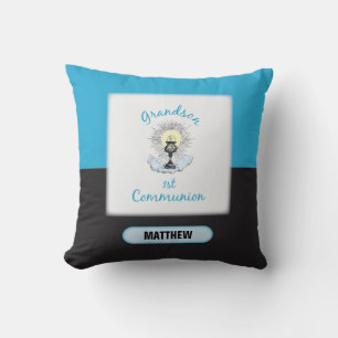Cojín Decorativo Primera Comunión del nieto, Taza Azul