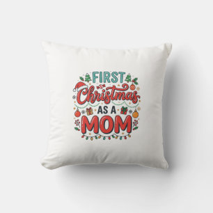 Cojín Decorativo Primera Navidad como diseño de vacaciones de mamá