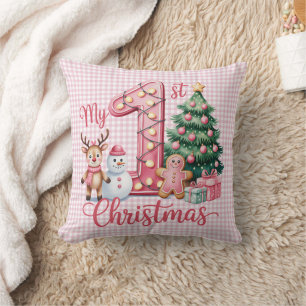 Cojín Decorativo Primera Navidad Personalizada para Bebé en Cuadros