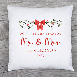 Cojín Decorativo Primera Navidad Señor y Señora Regalo de recién ca