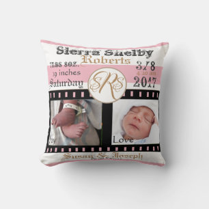 Cojín Decorativo Primeras Fotos Tira de Película Personalizada Rosa