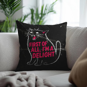 Cojín Decorativo Primero que nada soy un delicioso gato negro rugie