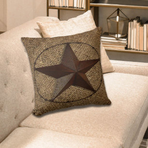 Cojín Decorativo Primitiva burlap rústico estrella de texturas de c