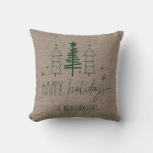 Primitive Country Trees Happy Holidays Family Name