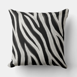 Cojín Decorativo Primitive Zebra Stripes Oscuros Gris claro