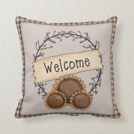 Cojín Decorativo Primitivo País de bienvenida al girasol