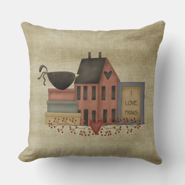 Cojín Decorativo Primitivo Pillow "I Love Prims" (Anverso)