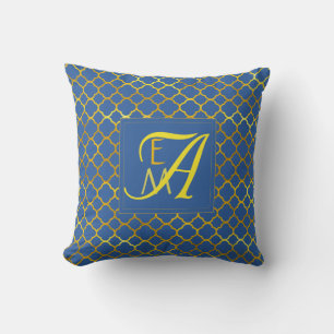 Cojín Decorativo Princesa Azul Cuatrofoliado MONOGRAMA Recién Casad