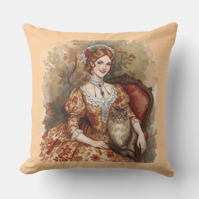 Cojín Decorativo Princesa clásica y hermosa con acentos florales (Anverso)