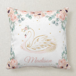 Cojín Decorativo Princesa de Cisne Rubor Peach Pink Floral Verdor