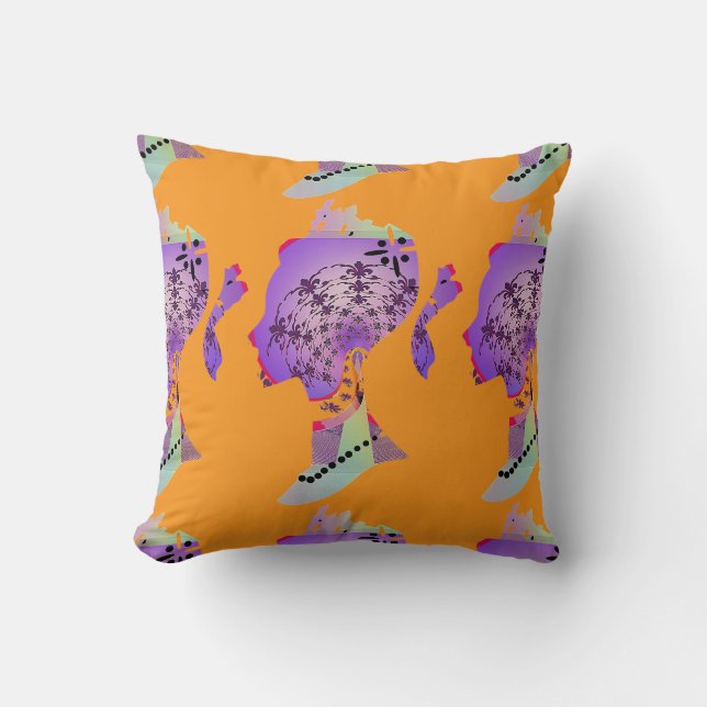 Cojín Decorativo Princesa de cola de caballo naranja  (Anverso)