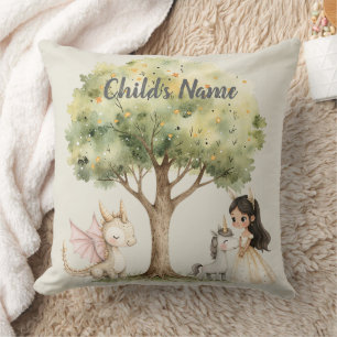 Cojín Decorativo Princesa de cuento de hadas en acuarela caprichosa