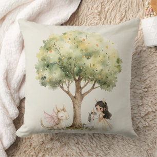 Cojín Decorativo Princesa de Cuento de Hadas en Acuarela Caprichosa
