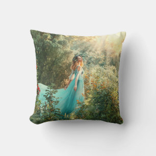 Cojín Decorativo Princesa de Fantasía: Vintage de la Naturaleza de