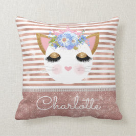 Cojín Decorativo Princesa de oro rosado de gatito