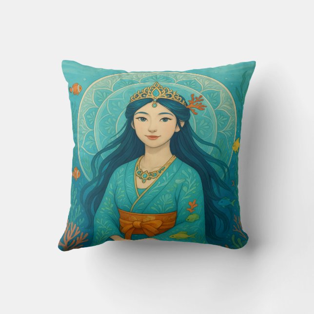 Cojín Decorativo Princesa de sirena japonesa con música de personal (Reverso)