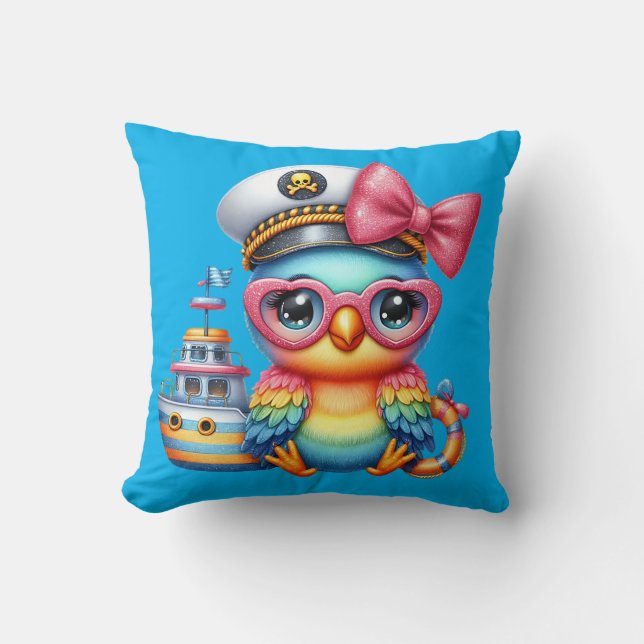 Cojín Decorativo "Princesa del loro tropical" (Anverso)