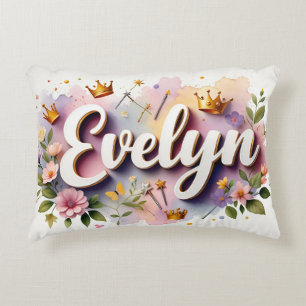 Cojín Decorativo Princesa Floral Nombre Personalizado
