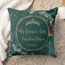 Cojín Decorativo Princesa floral verde esmeralda Quinceañera Keepsa