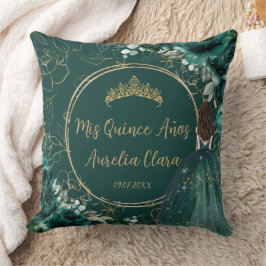 Cojín Decorativo Princesa floral verde esmeralda Quinceañera Keepsa