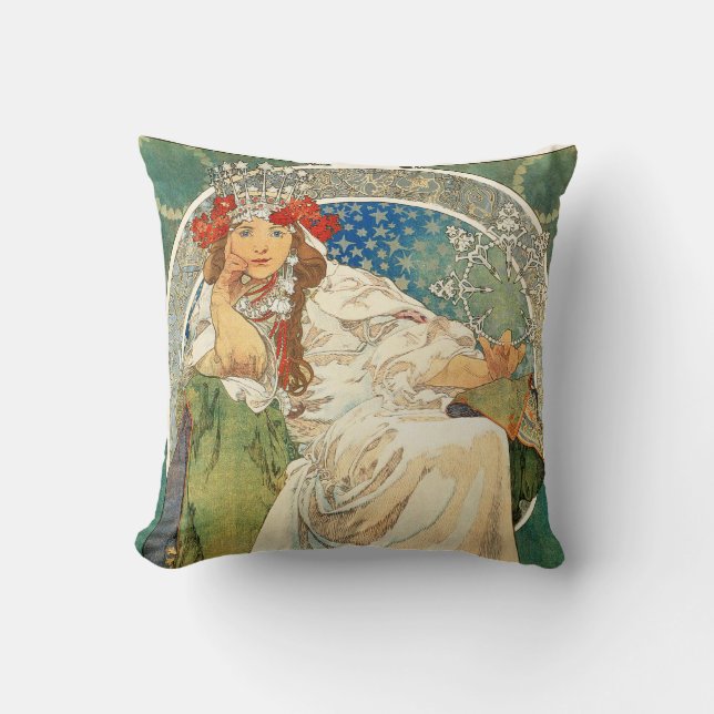 Cojín Decorativo Princesa Hyacinth Pillow de Alfonso Mucha (Anverso)