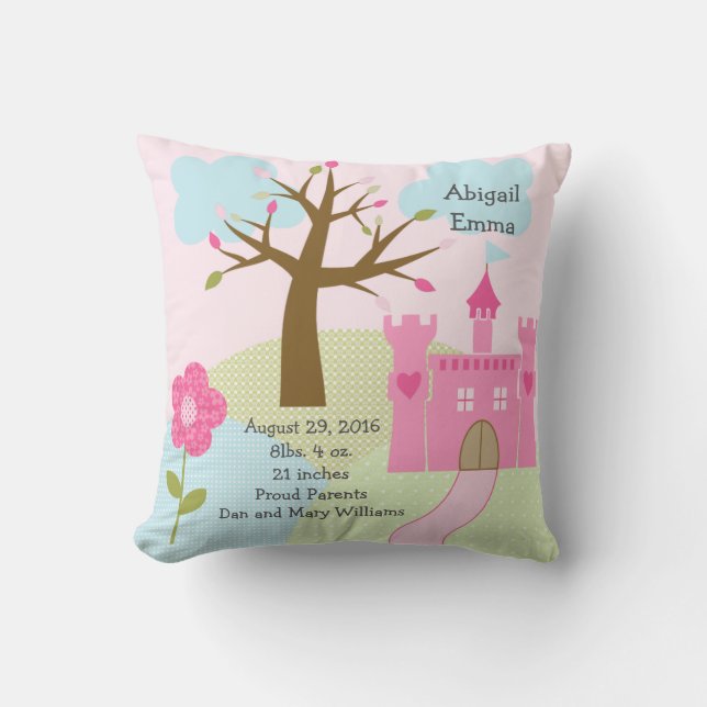 Cojín Decorativo Princesa personalizada Sueño/Castillo Keepsake Pil (Anverso)