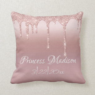 Cojín Decorativo Princesa Rosa Purpurina Elegante Estadísticas de T