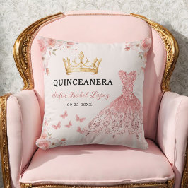 Cojín Decorativo Princesa rosa Rubor floral Quinceanera