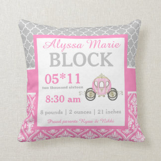 Cojín Decorativo Princesa rosada gris Baby Announcement Pillow