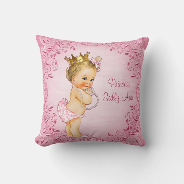 Cojín Decorativo Princesa rubia personalizada Glamorous Pink (Anverso)
