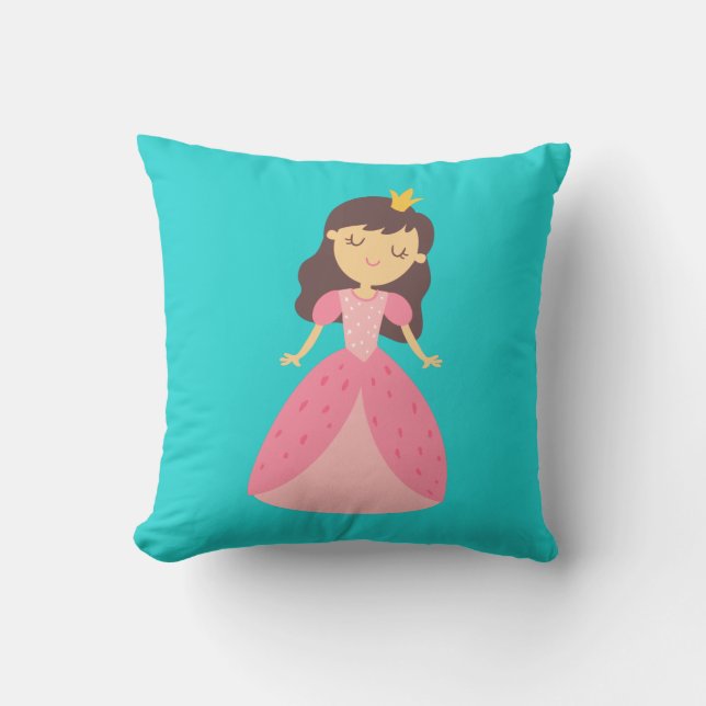 Cojín decorativo Princesa Turquesa y Rosa (Anverso)