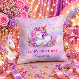 Cojín Decorativo Princesa Unicornio Cumpleaños Pastel Soñador Almoh