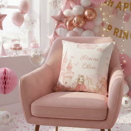 Cojín Decorativo Princess Pink Castle Unicorn Birthday Party 