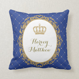 Cojín Decorativo Príncipe Nursery Decor Pillow del oro del azul